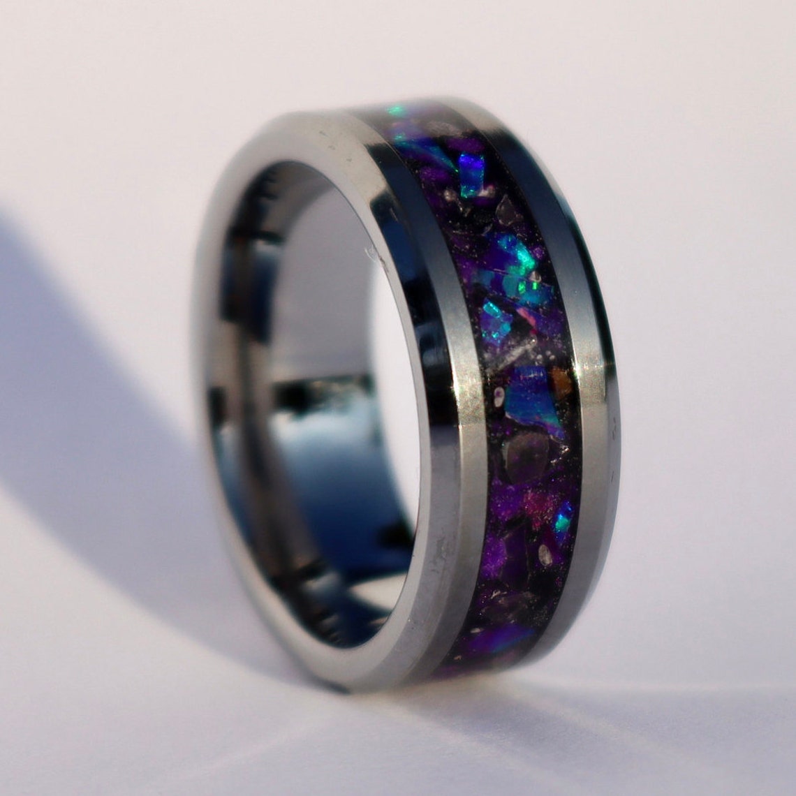 The Blue Lavender Ring Tungsten Blue Purple Opal Amethyst image 1