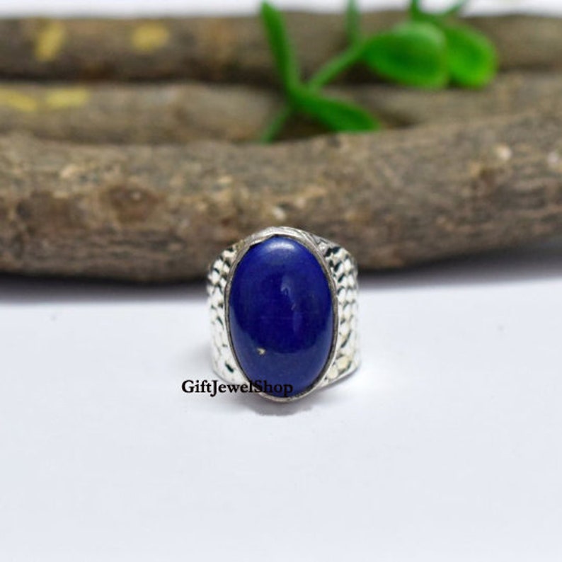 Ring For Women Oval Stone Ring Handmade Jewelry Boho Jewelry Lapis Lazuli Ring September Birthstone Natural Lapis Lazuli Dainty Ring