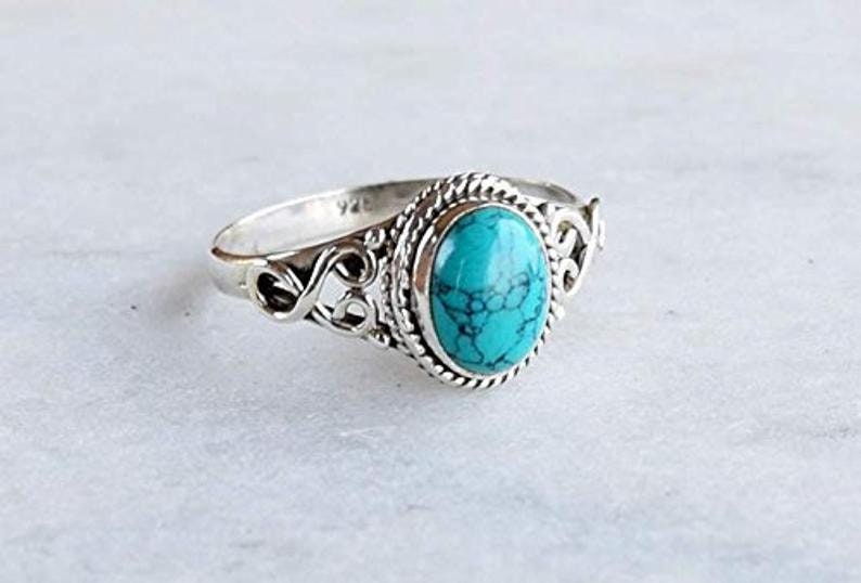 Turquoise Ring Oval Stone Ring Unique Ring Natural - Etsy