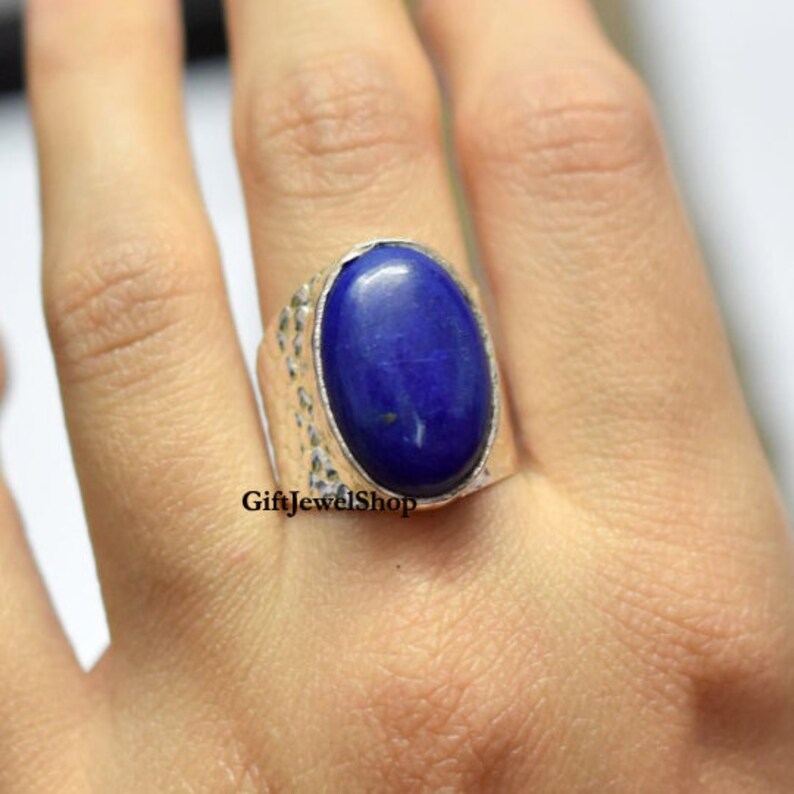 Ring For Women Oval Stone Ring Handmade Jewelry Boho Jewelry Lapis Lazuli Ring September Birthstone Natural Lapis Lazuli Dainty Ring