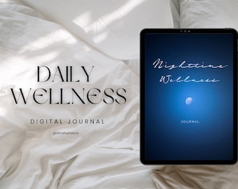 Minimalistic Digital Daily Wellness Journal, Dream Diary and Notebook for GoodNotes, Moon Reflection Planner and Journal for iPad