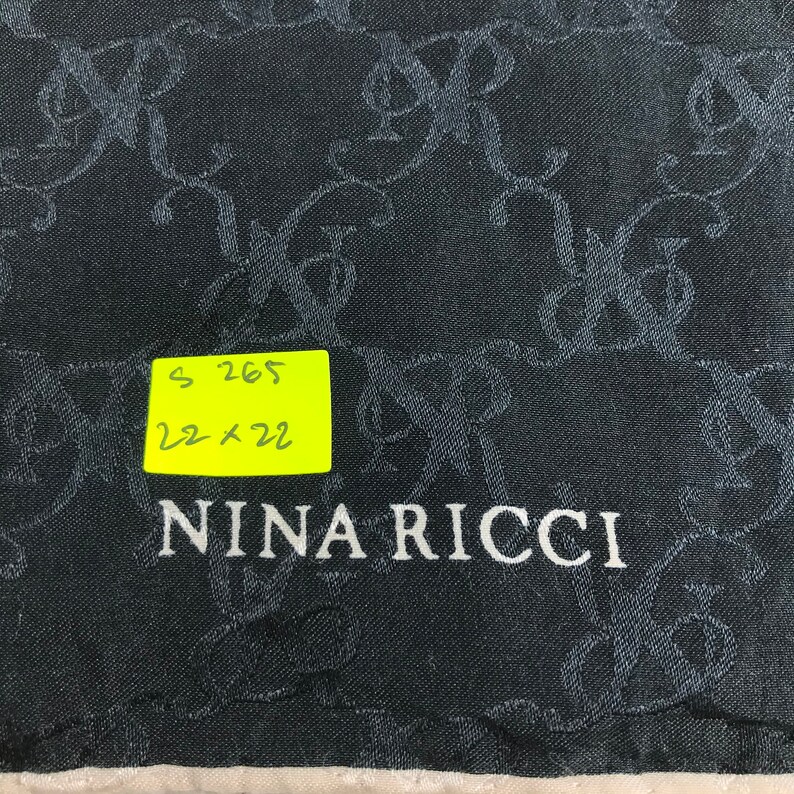 Vintage Nina Ricci Handkerchief Pocket Square Neckerchief Face Mask Floral Babushka Bandana Christmas Gift Head Band Hair Tie