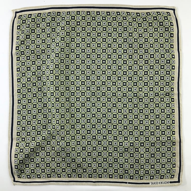 Vintage Takeo Kikuchi Handkerchief Pocket Square Neckerchief Face Mask Floral Babushka Bandana Accessories Head Band Hair Tie