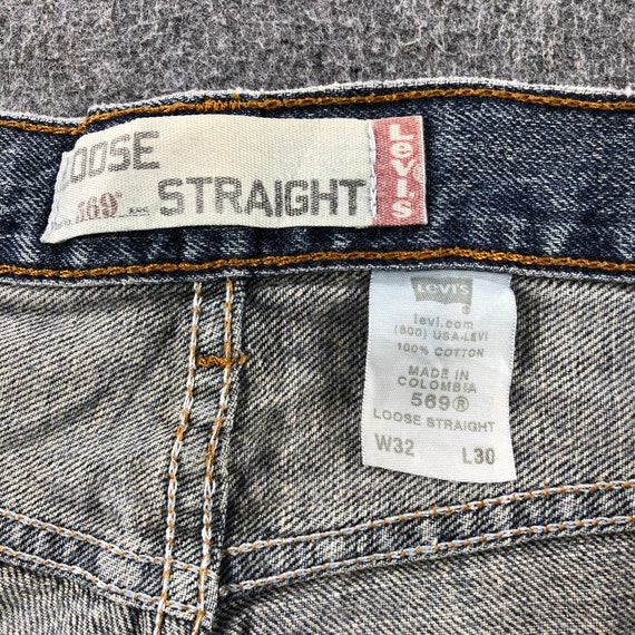 Size 34x28.5 Vintage Distress Levis 569 Jeans Dar… - image 9
