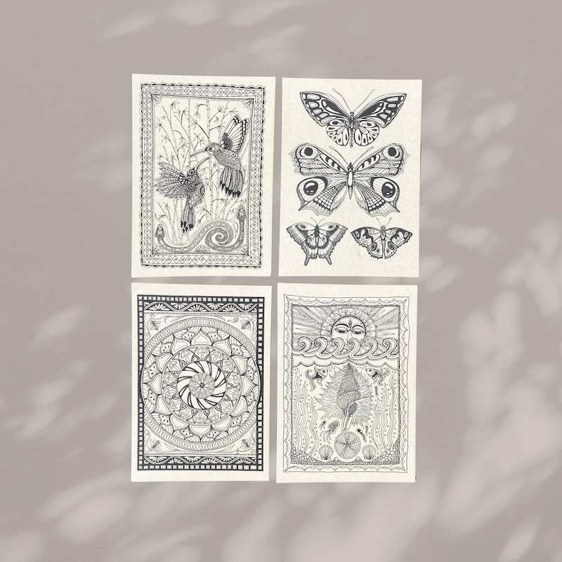 Coloring Postcards - Etsy