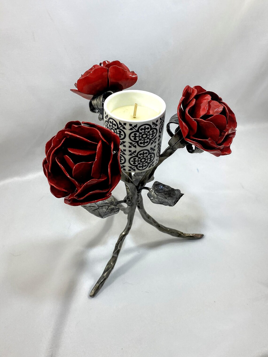 Metal Rose Candle Holder Etsy