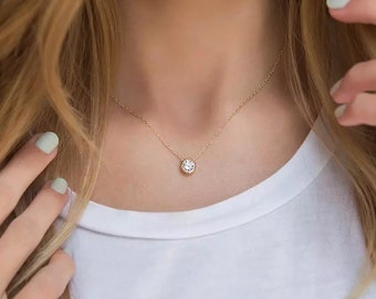 Chain Pendant Necklace Champagne Cubic Zirconia CZ for Women Size 20" Ct 9.54 Chain Pendant Necklace Champagne Cubic Zirconia CZ for Women Size 20" Ct 9.54