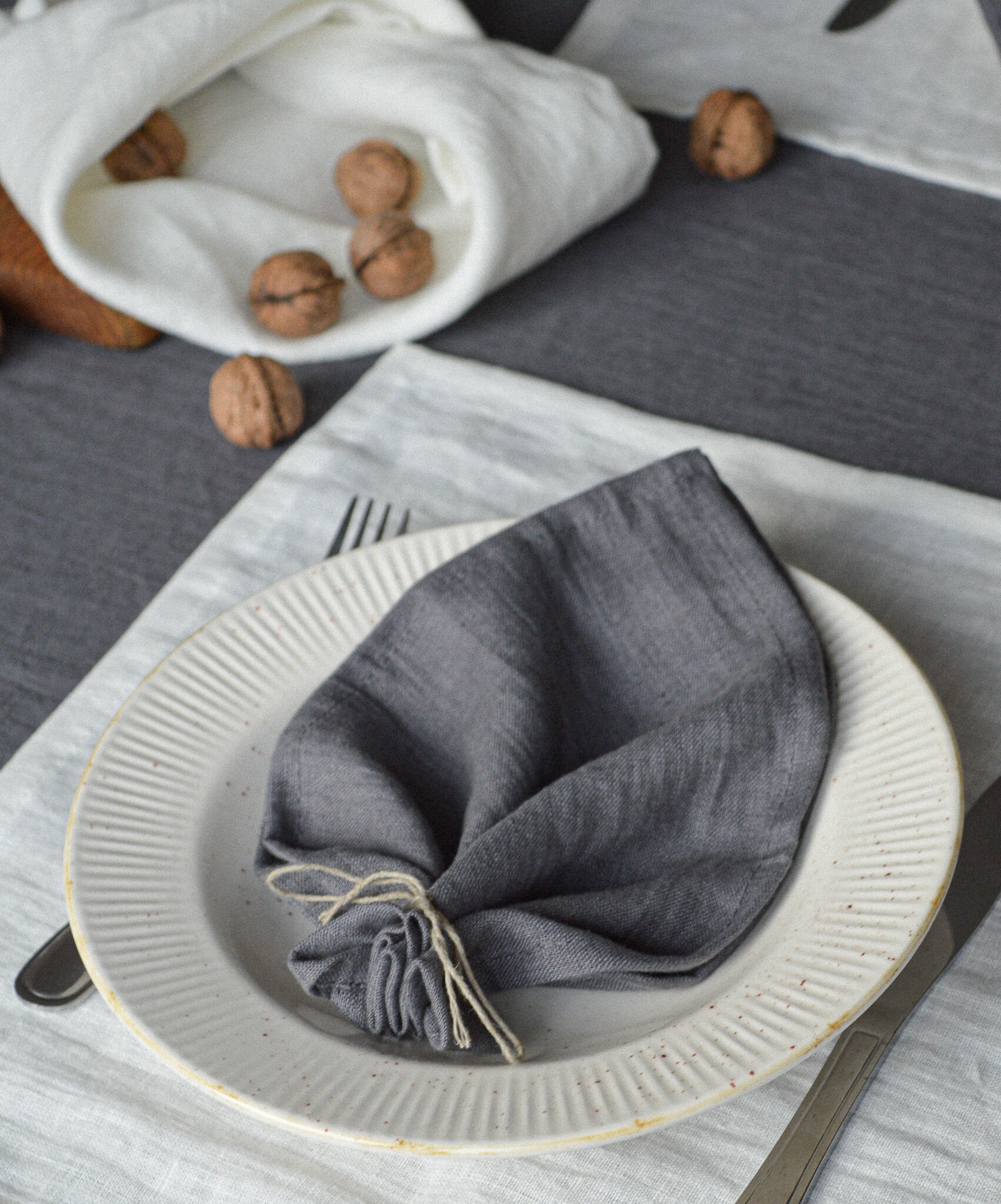 Stonewashed Linen Napkins. Gray Napkins. Rustic Look 6x6' Etsy