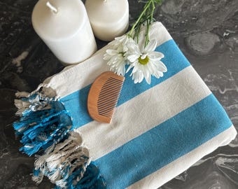 Toalla de playa de algodón turco: Peshtemal de hammam tejido a mano, regalo de spa