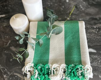 Toalla de playa de algodón turco: Peshtemal de hammam tejido a mano, regalo de spa