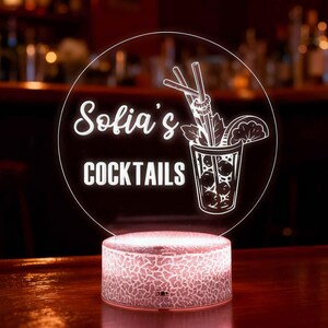 Custom Cocktail Bar LED Sign - Personalized Home Bar Lighting