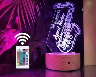Personalisierte Saxophon Nachtlicht, Musik Zimmer Dekor