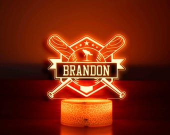 Baseball Night Light Lamp - Baseball Team Player Gift - Gift for Kids - Baseabll Gift - Bedside Lamp - Baseball Coach Gift - Baseball Decor