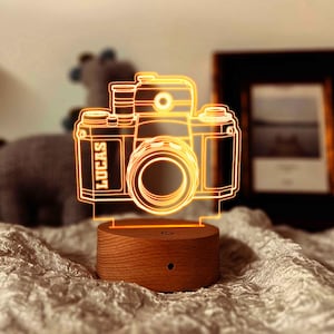 Personalized Camera Night Light, Photography Gift, Custom Name Lamp - Etsy