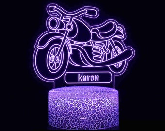 カスタムバイクナイトライト、彫刻入りアクリル、パーソナライズギフト