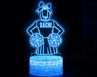 Cheerleader Night Lamp, Girl Bedroom Lights, Girl&#39;s Room Decor, Cheerleaders Gifts, School Cheerleading Gifts, Birthday Gift for Girls