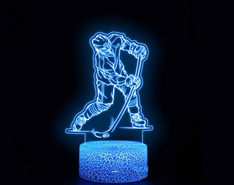 Hockey speler nachtlampje, kinder nachtlampje, jongens bureaulamp, ijshockey cadeau, verjaardagscadeau, ijshockey minnaar cadeau, hockey jongen cadeau