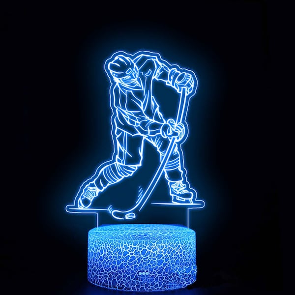 Hockey Player Night Light, Children Night Lamp, Boys Desk Lamp, Ice Hockey Gift, Birthday Gift, Ice Hockey Lover Gift, Hockey Boy Gift