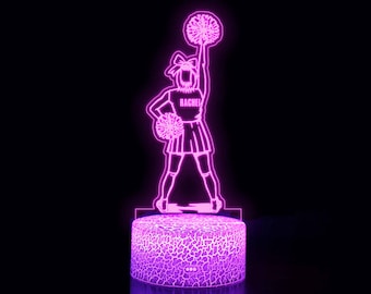 Personalized Cheerleader Night Light, Girls Bedroom Decor, Cheerleader Team Gifts, School Cheerleader Lamp, Girls Bedroom, Gift for Girl