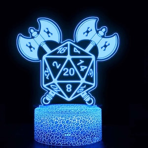 Lámparas de noche de Dungeons & Dragons, lámpara D20, decoración de dormitorio, luces de dormitorio, lámpara de juegos, luces para niños, regalos de cumpleaños, etiqueta de jugador, regalo de jugador