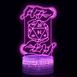 D20 Night Lights, Gamer Room Lamp, Personalized Gifts, Desk Lamp, Gamer Gifts, Birthday Present, Gift for Boyfriend, Gift for Game Player