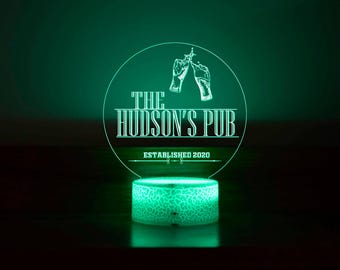 Personalized Pub LED Sign – Home Bar Decor, Custom Night Light