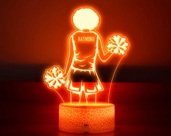 Luce notturna personalizzata per cheerleader - Regalo per cheerleader - Luci per la cameretta delle ragazze - Regali per la squadra di cheerleader - Regalo di laurea - Regalo di compleanno per ragazze