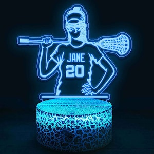 Lacrosse Girl Light Up, Lacrosse Girls Room Decor, Lacrosse Player Gift, Lacrosse Lover Gift, Personalized Gift, Girls Bedroom Decor