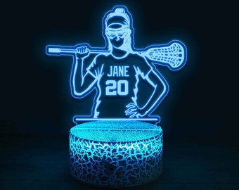 Lacrosse Girl Light Up, Lacrosse Girls Room Decor, Lacrosse Player Gift, Lacrosse Lover Gift, Personalized Gift, Girls Bedroom Decor