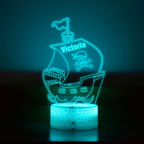 Pirate Ship Night Light, Pirate Ship Kids Lamp, Baby Room Lamp, Boys Bedroom Decor, Boys Bedside Lamp, Children's Lights, Birthday Gifts