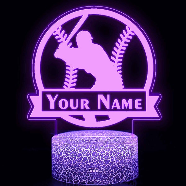 Baseball Night Light, Baseball Lamp, Gift for Boys, Children Night Lamp, Bedside Lamp, Gift for Dad, Fathers Day Gifts, Baseball Player Gift