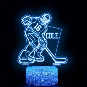 Personalised Ice Hockey Night Light, Childrens Lights, Boys Room Decor, Gift for Boys, Childrens Light, Ice Hockey Fan Gift, Bedroom Decor