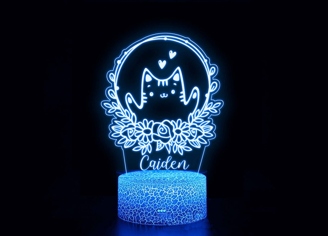 Cat Night Lights, Girls Room Decor, Illusion Sensory Night Lamp