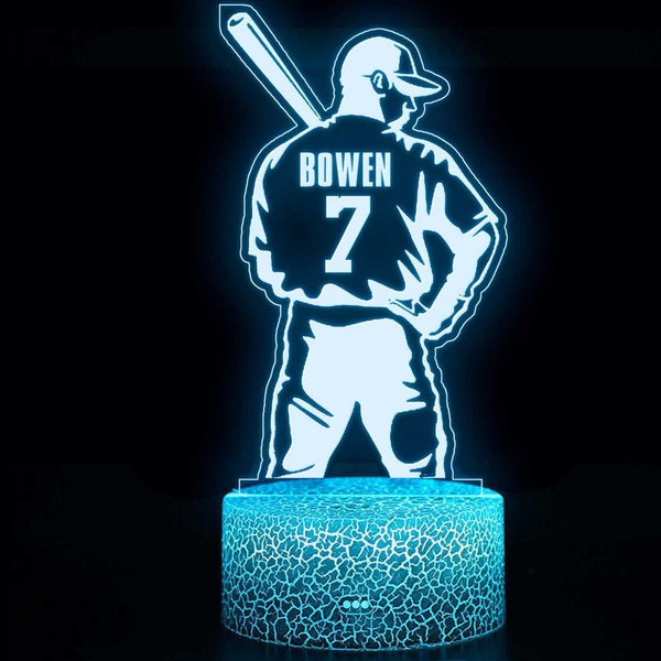 Personalized Baseball Night Light, Multicolored Night Lights, Boys Night Light, Baseball Nursery Decor, Birthday Gifts, Gift for Boyfriend