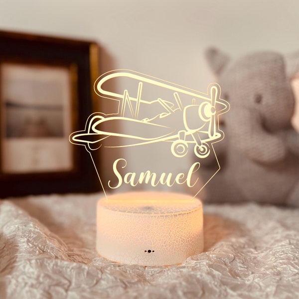 Veilleuse avion, cadeau avion, lampe de bureau pour garçon, cadeau bébé garçon, cadeau d'anniversaire pour garçon, cadeaux pour enfants, décoration de chambre de garçon, lampe de table enfant