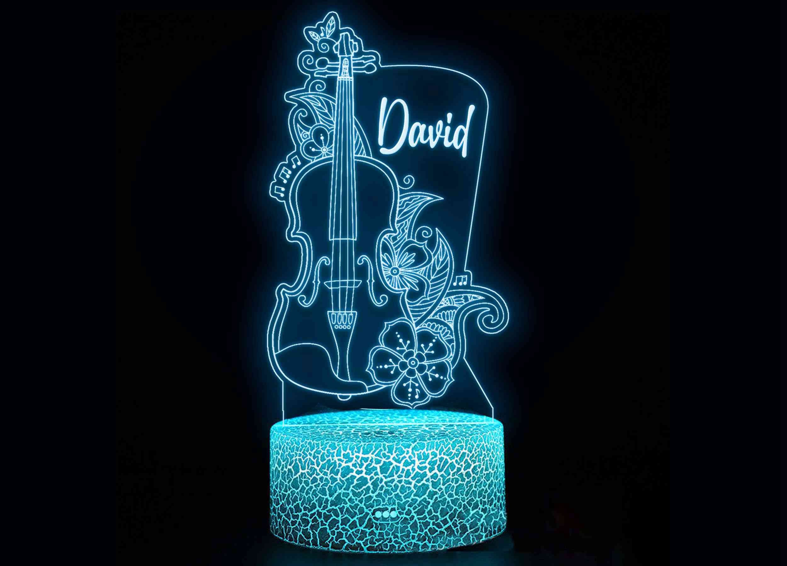Lampada 3D A LED Con Effetto Violino/Violoncello | 16 Colori Con Telecomando | Luce Notturna Per Camera Da Letto - 2