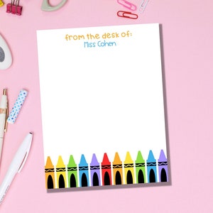 Crayon Teacher Notepad, back to school gift, Kindergarten teacher gift, Preschool teacher gift, End of year gift, Teacher Personalized gift image 2