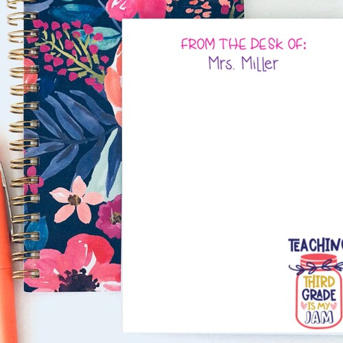 Teacher Notepad Gift for Teacher Grade Level Notepad Grade Etsy