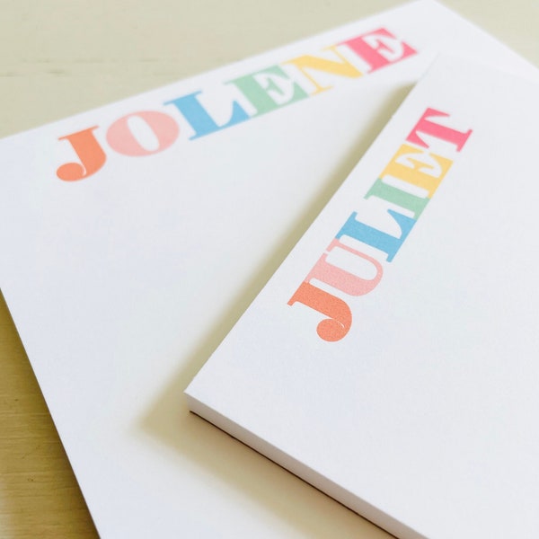 Personalisierter Pastell Namens-Notizblock: Individuelles Briefpapier Geschenk
