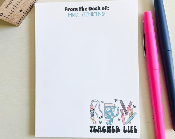 Teacher Life Notepad, Teacher Essentials, Christmas Gift for Teachers, Personalized Teacher Notepad, Teacher Appreciation Gift