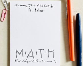 Math Teacher Notepad, School Staff Gift, Gift for Math Teachers, Math Teacher Gift, Teacher Appreciation Gift, Teacher Christmas Gift