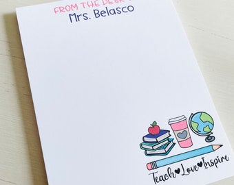 Personalisierter Lehrer Notizblock: Individuelles Briefpapier Geschenk