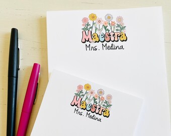 Gepersonaliseerde notitieblok voor leraar Spaans: Boho Maestra cadeau op maat