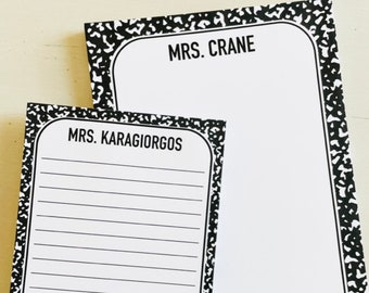 Personalisierter Lehrer Notizblock: Individuelles Briefpapier Geschenk