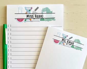 Personalized Science Teacher Notepad: Biology, Chemistry Gift, Teacher Appreciation