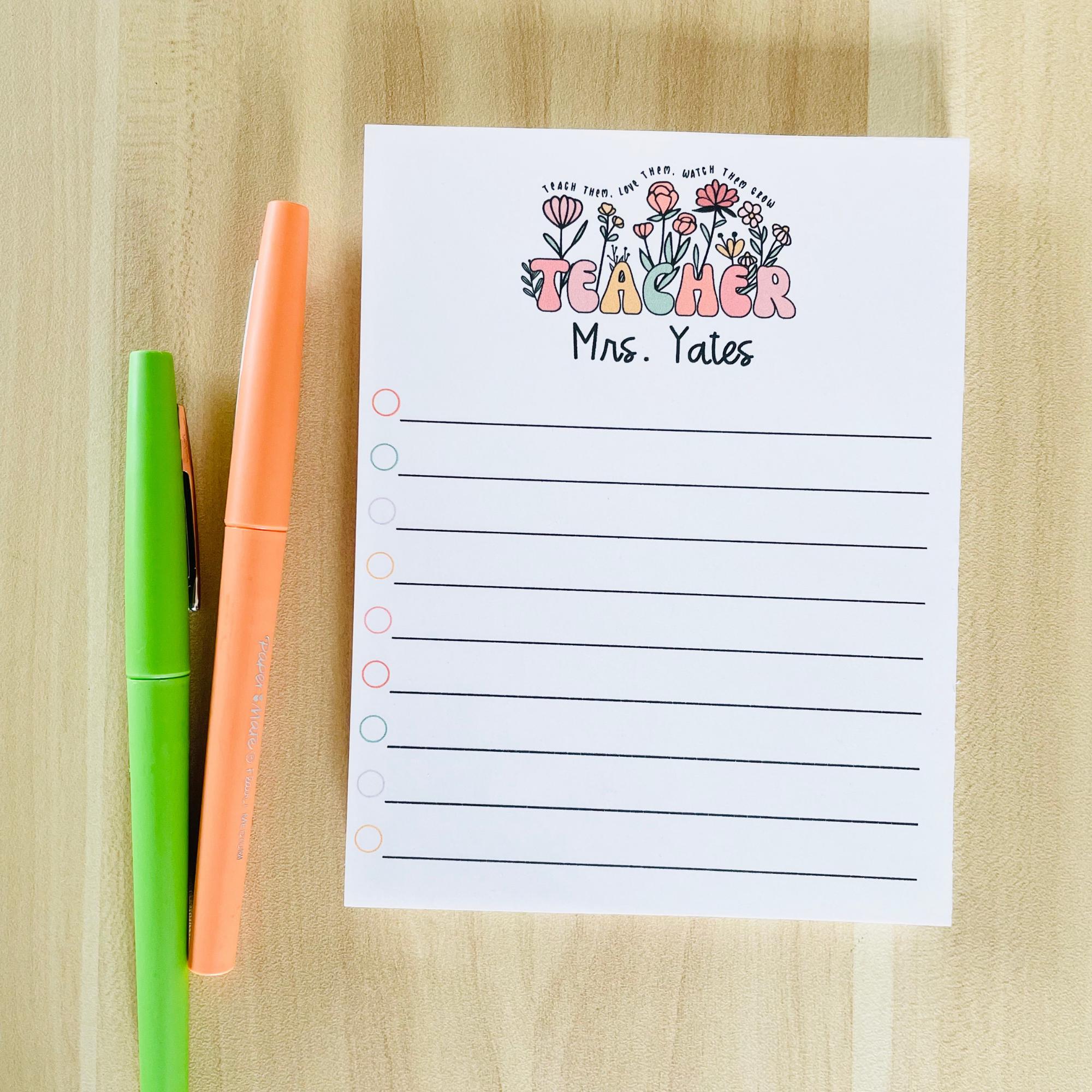 Personalized Teacher Notepad, End of Year Teacher Gift, Custom Teacher ...
