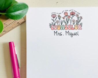 Personalized Counselor Notepad: Boho Custom Stationery Counselor Gift