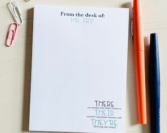 Blocco note con divertenti giochi di parole sulla grammatica: regalo personalizzato per ringraziare gli insegnanti