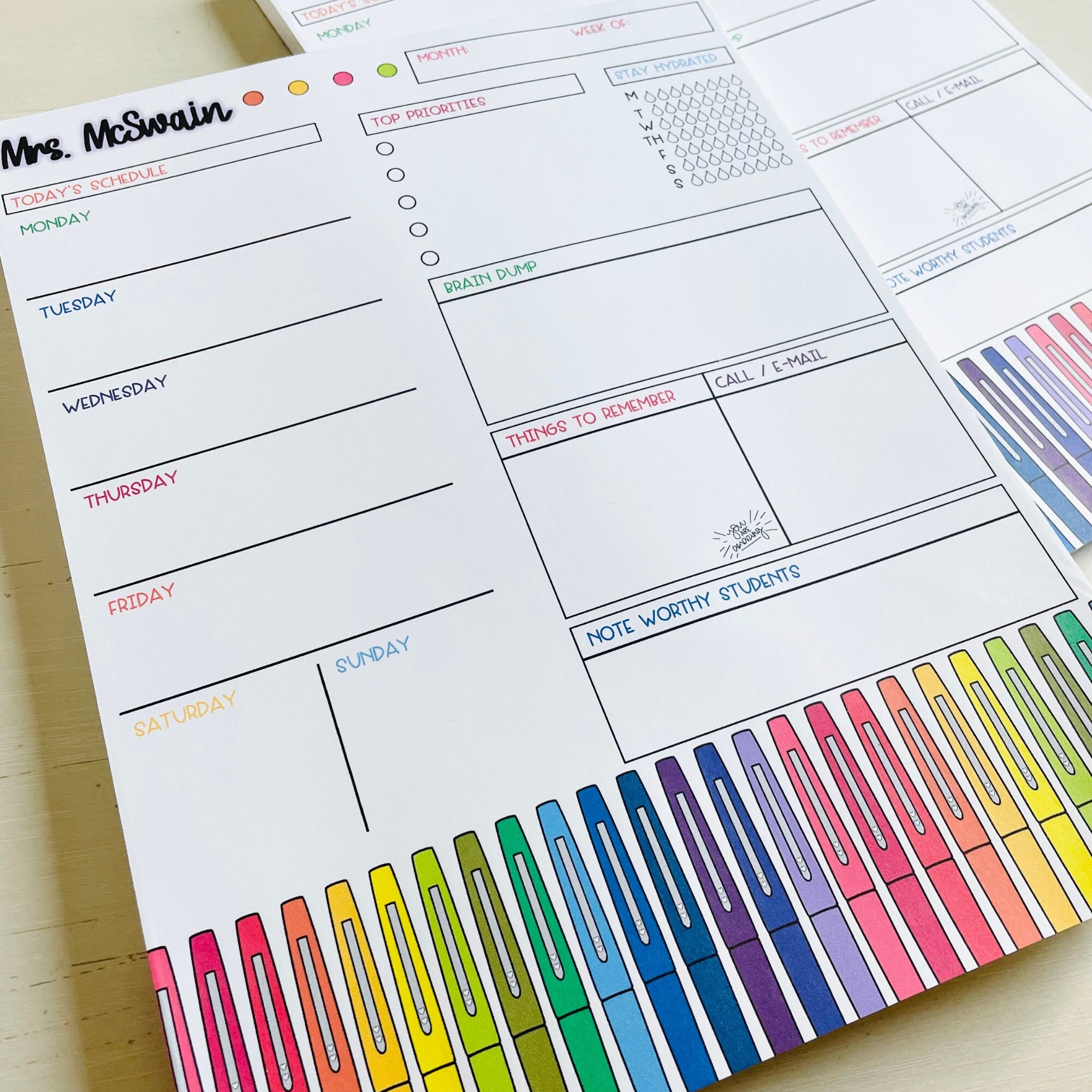 Teacher Gift, Week at a Glance Notepad, Teacher Planner, Back to School Gift, Teacher Organization, Cute Teacher Gift, Teacher Appreciation