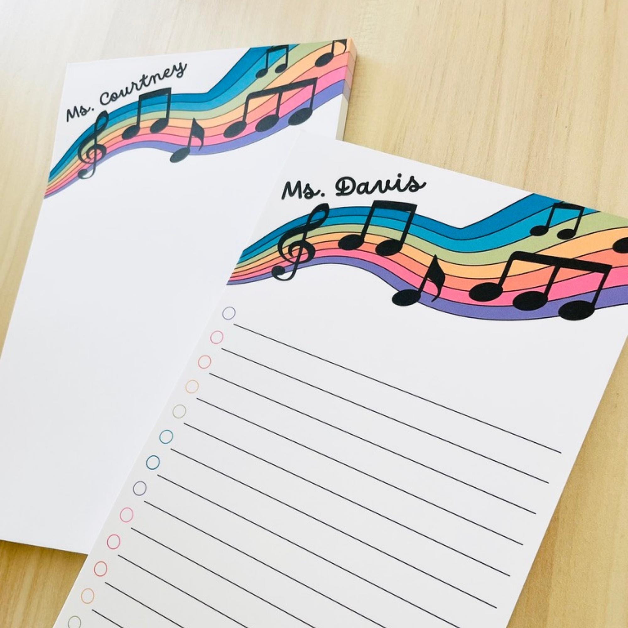 Music Teacher Appreciation Gift, Personalized Notepad, Customizable…